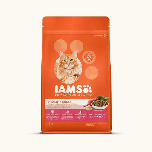 Iams Proactive Healthy Adult 
1+ Years With Tuna & Salmon Meal Dry Premium Cat Food - 1Kg